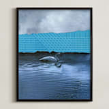 "Interrupted Lake Landscape" - Art Print in Lake by Allison Belolan - Framed