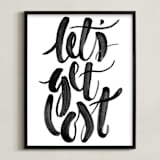 "Let's Get Lost" - Art Print in Painted Black by Sam Dubeau - Framed