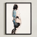 "Into the Distance" - Art Print in Aqua by Linda Mucha Karns - Framed