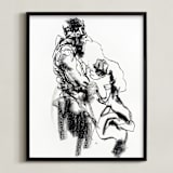 "Drawing 469 - Draped Figure" - Art Print in Bottom of Well Black by Derek overfield - Framed