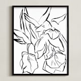 "Parrot Tulips" - Art Print in Black by Lynne Millar - Framed