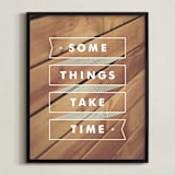 "Some Things Take Time" - Art Print in Light Aqua by Monica Tuazon - Framed