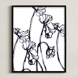 "Ink Cyclamen" - Art Print in inky blue by Sonal Nathwani - Framed
