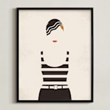 "Striped Suit" - Art Print in charcoal by Faith Harlow - Framed