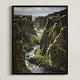 "Icelandic Canyon" - Art Print in Moss by Taryn Schumacher - Framed