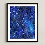 "Constellations" - Art Print in Deep blue by Alexandra Dzh - Framed