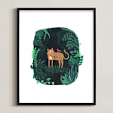 "Wild Cat" - Art Print in Forest Green by Nikita Jariwala - Framed