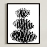"Stacked Pine Cones" - Art Print in black and white by Alexis Arnold - Framed