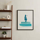 "View of the Water" - Art Print in Soft Calm by Field and Sky - In a Room