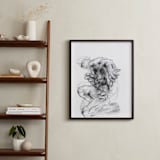 "Drawing 538 - Crouching Figure" - Art Print in Slate Black by Derek overfield - In a Room