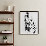 "Drawing 469 - Draped Figure" - Art Print in Bottom of Well Black by Derek overfield - In a Room