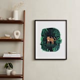 "Wild Cat" - Art Print in Forest Green by Nikita Jariwala - In a Room