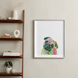 "Mr. Pug" - Art Print in Coral by Makewells - In a Room