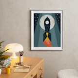 "Rocket to the Moon" - Art Print in Midnight Blue by Morgan Kendall - In a Room