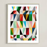 "Triangle Grid" - Art Print in Bone by Jane Clark - Framed