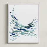 "Softly Swept" - Art Print in Green Blue by Katie Craig - Framed Canvas