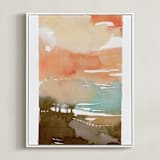 "Sunset Fade No 2" - Art Print in Coral by Kelly Ventura - Framed Canvas