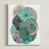 "Grey Thoughts" - Art Print in Teal by Maggie Ramirez Burns - Framed Canvas