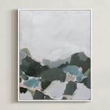 "In the Distance" - Art Print in Aqua by Melanie Severin - Framed Canvas