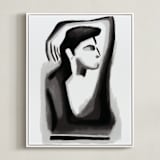 "Contemplation" - Art Print in Midnight by Mansi Verma - Framed Canvas