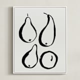 "Still-life with four pears" - Art Print in Black and Off-white by Sonya Percival - Framed Canvas