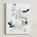 "Journeying" - Art Print in Coral by Stephanie Ryan - Framed Canvas