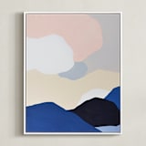 "Blue Mountains" - Art Print in blue by Jennifer Hallock - Framed Canvas