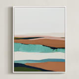 "California Seascape" - Art Print in Sandy peach by Caryn Owen - Framed Canvas