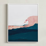 "Santa Cruz Seascape Winter Swell" - Art Print in Blush by Caryn Owen - Framed Canvas