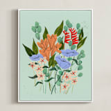 "Aerial" - Art Print in seafoam by Peggy Dean - Framed Canvas