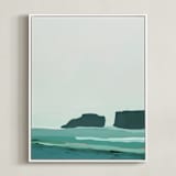 "Abstract Pacific Seascape Diptych 1" - Art Print in Greenish Turquoise by Caryn Owen - Framed Canvas