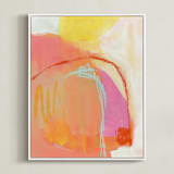 "Sunrise & Waterfalls 2" - Art Print in Coral by Karyn Denten - Framed Canvas