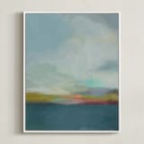 "Morning Walk" - Art Print in Morning Blue by AlisonJerry - Framed Canvas