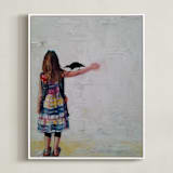 "Littlest Muse" - Art Print in Sunshine Yellow by Jamie Peterson - Framed Canvas