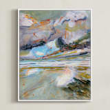 "Broken Perfection" - Art Print in Storm Blue by Jill Myer - Framed Canvas