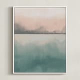 "Misty Marsh II" - Art Print in Peaceful Blue by Haley Fischer - Framed Canvas