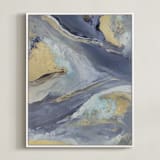 "Cascading Light" - Art Print in Indigo by Julia Contacessi - Framed Canvas