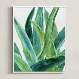 "Tropical plants I" - Art Print in Evergreen by Alexandra Dzh - Framed Canvas