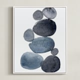 "stone pile" - Art Print in indigo blue by Kelly Witmer - Framed Canvas