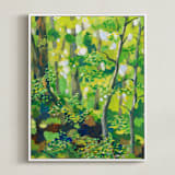 "Green forest" - Art Print in Apple green by Alexandra Dzh - Framed Canvas