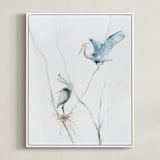 "heron's nest" - Art Print in Heron Blue by Annie Moran - Framed Canvas