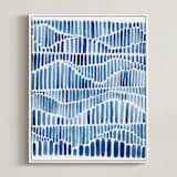 "Indigo Rhythm" - Art Print in White by Kristi Caterson - Framed Canvas