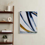 "Modern Stripes" - Art Print in Indigo Ochre by Mary Gaspar - In a Room