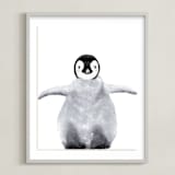 "Baby Animal Penguin" - Art Print in Antarctic Grey by Cass Loh - Framed