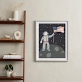 "Up in Space Astronaut" - Art Print in Muted Blue by Maggie Unruh - In a Room
