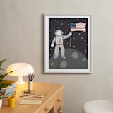 "Up in Space Astronaut" - Art Print in Muted Blue by Maggie Unruh - In a Room
