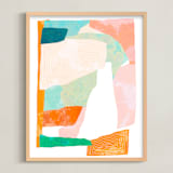 "Happy Memories nº2" - Art Print in Peachy Coral by Dominique Vari - Framed