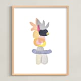 "feathered totem" - Art Print in feather grey by tina johnson - Framed