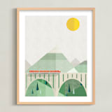 "Train Voyage" - Art Print in Burnt Sienna by Robert and Stella - Framed
