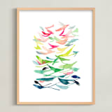 "Spring is in the Air" - Art Print in Spring Green by Jean Choe Art and Design - Framed